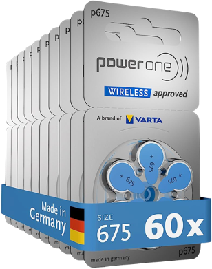 PowerOne size 675 hearing aid batteries pack of 60 - buy online UAE Dubai Abu Dhabi Sharjah