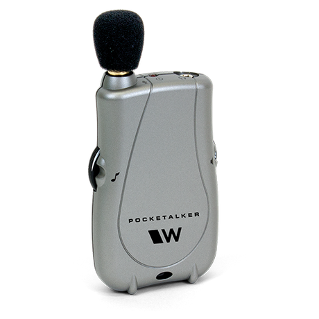 Williams Sound Pocketalker assistive listening device, portable personal amplifier for individuals with hearing difficulty, ideal for one-on-one conversations and TV listening.