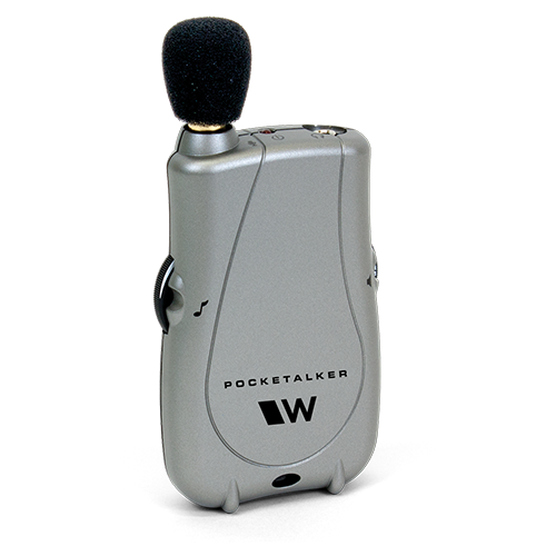 Williams Sound Pocketalker assistive listening device, portable personal amplifier for individuals with hearing difficulty, ideal for one-on-one conversations and TV listening.