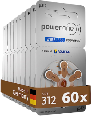 PowerOne size 312 hearing aid batteries pack of 60 - buy online UAE Dubai Abu Dhabi Sharjah